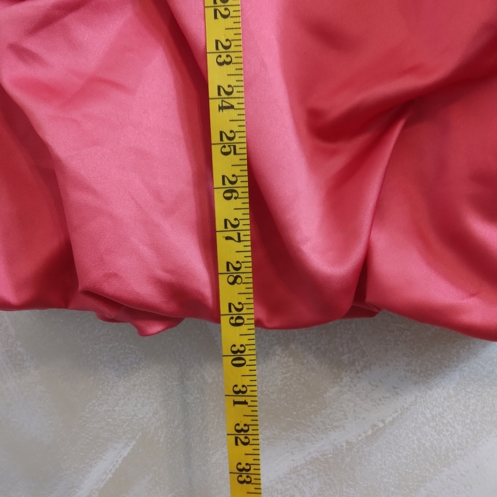 Size 8 Strapless David's Bridal Coral Salmon Bubble Balloon Skirt - Picture 5 of 9